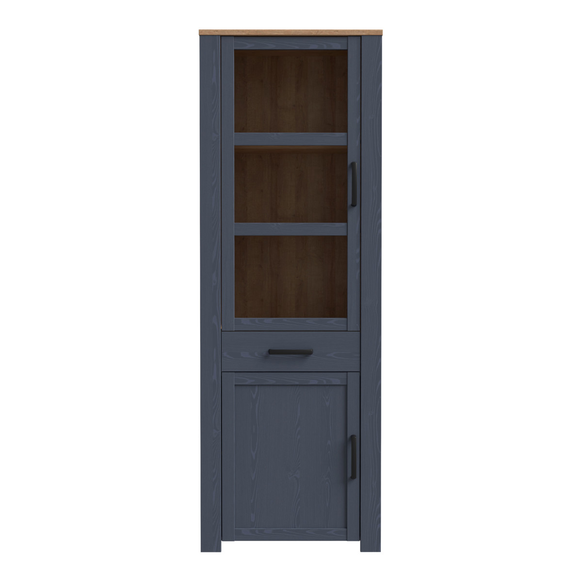 Bohol Narrow Display Cabinet in Riviera Oak and Navy